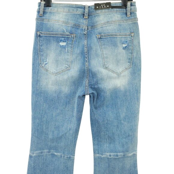 Risen Los Angeles Jeans Distressed Flare High Rise 31/13 Stretch Frayed Hem NWT - Picture 7 of 15